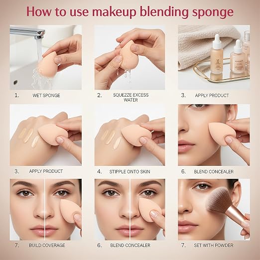 POPPIK Perfect Finish Beauty Blender 4-in-1 Makeup Sponge Set | Soft Cloud Blend Sponges | For Liquid, Cream & Powder | Flawless & Airbrush Finish - POPPIK LIFESTYLEPOPPIK Perfect Finish Beauty Blender 4-in-1 Makeup Sponge Set | Soft Cloud Blend Sponges | For Liquid, Cream & Powder | Flawless & Airbrush Finish