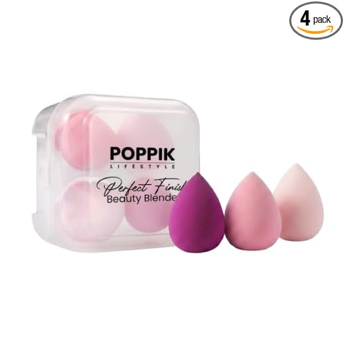 POPPIK Perfect Finish Beauty Blender 4-in-1 Makeup Sponge Set | Soft Cloud Blend Sponges | For Liquid, Cream & Powder | Flawless & Airbrush Finish - POPPIK LIFESTYLEPOPPIK Perfect Finish Beauty Blender 4-in-1 Makeup Sponge Set | Soft Cloud Blend Sponges | For Liquid, Cream & Powder | Flawless & Airbrush Finish